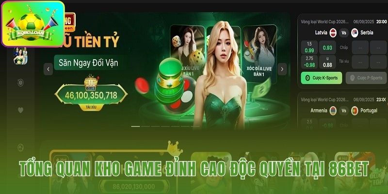 Các sảnh game cá cược đặc sắc hội tụ tại 86bet