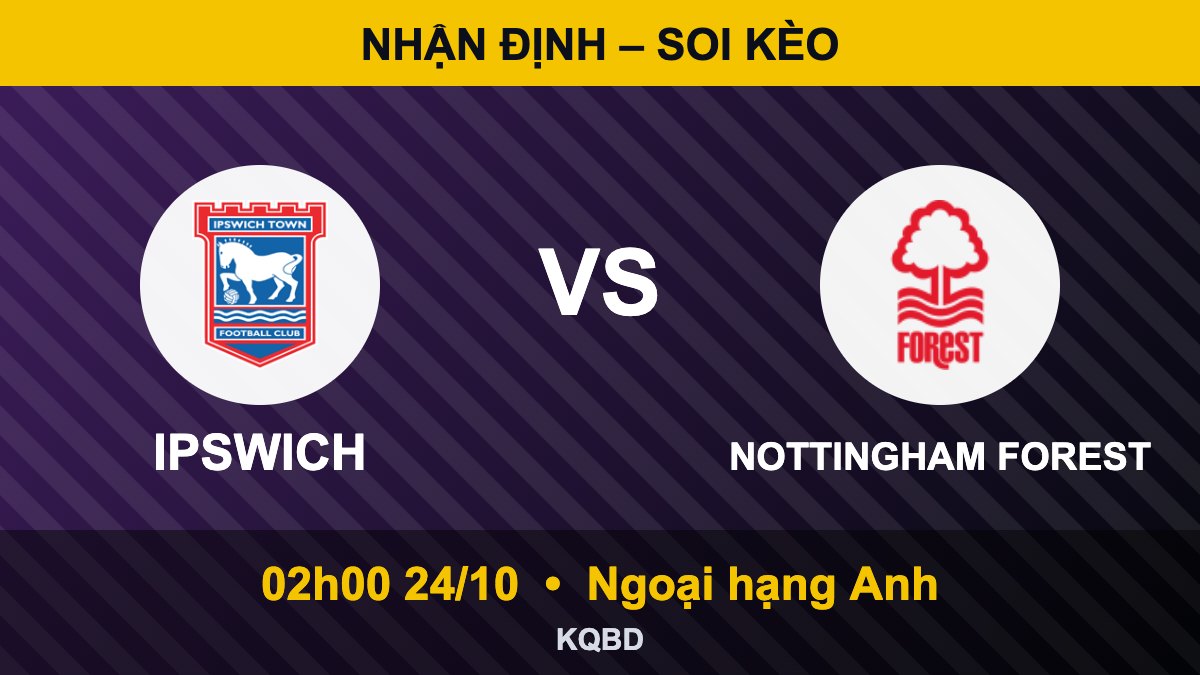 Soi kèo Ipswich vs Nottingham Forest, 02h00 ngày 24/10 – Ngoại hạng Anh